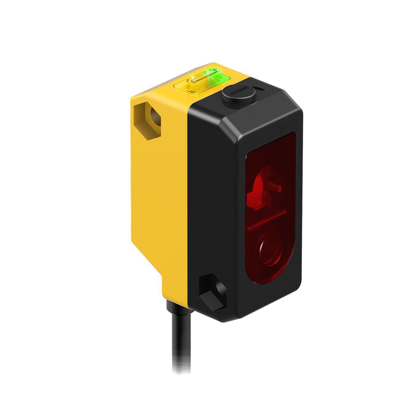 Banner Engineering Photoelectric Sensor; Adjustable-Field Background Suppression; Rectangular; 20mm to Cutoff (50-250mm) Range; 10-30VDC; NPN; LO/DO Configurable; 30 ft. Potted Cable